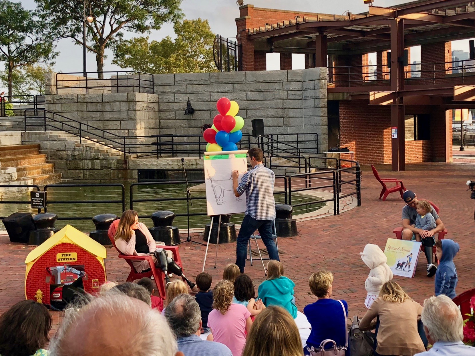 We had a great event at the historic Charlestown Navy Yard at which Patrick read, Jessica and Patrick answered questions, Rescue performed some of his tasks and I attempted to draw Rescue. No pressure! :)
