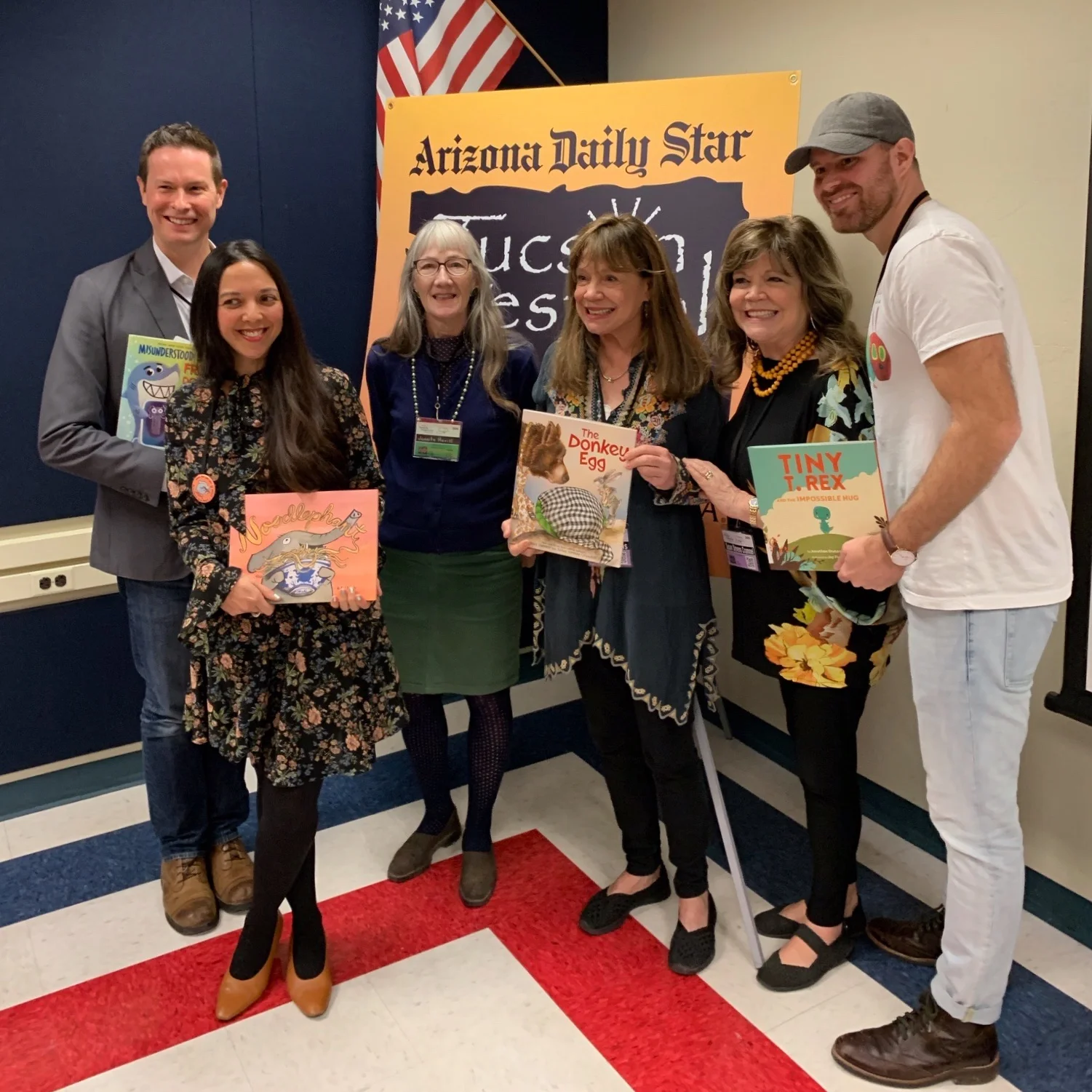 I had the honor of appearing on a panel with (L-R) K-Fai Steele, moderator Juanita Havill, Janet Stevens, Susan Stevens Crummel and Jonathan Stutzman at the Arizona Festival of Books in Winter 2019. We discussed humor and heart in picture books.