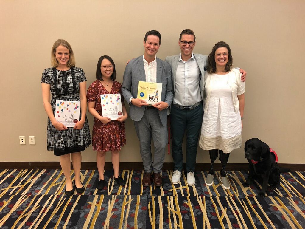 With other Scheider Award winners at ALA Washington from l-r: Jesse Oliveros, illustrator Dana Wulfekotte, me, Patrick, Jessica & Rescue!