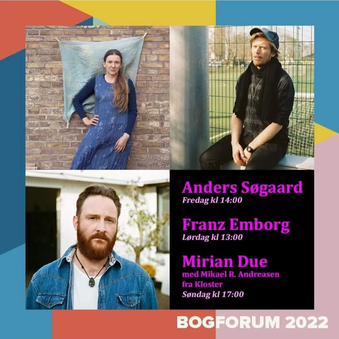 Kronstork er p&aring; @bogforum 4.-6. november. Anders S&oslash;gaard, Franz Emborg Jannsen og @miriandue l&aelig;ser fra Ny Scene den henholdsvis ene, anden og tredje dag. 
I boden overfor en &oslash;l-bar i E SYD med andre, gode mikroforlag sidder 