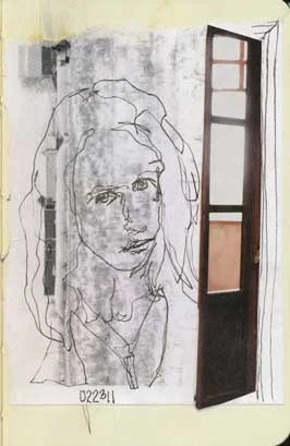 Girl Interrupted— the door opened right into my pen! (I started over.)