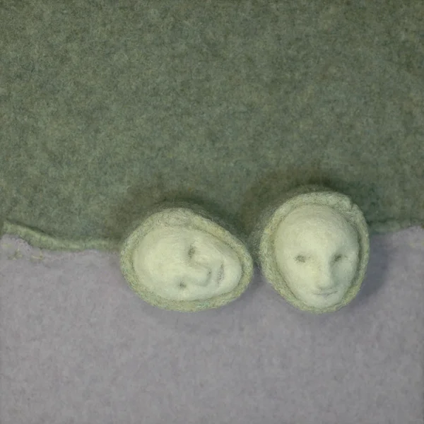   Our Selves  6 x 6 new &amp; repurposed wool on wood panel    