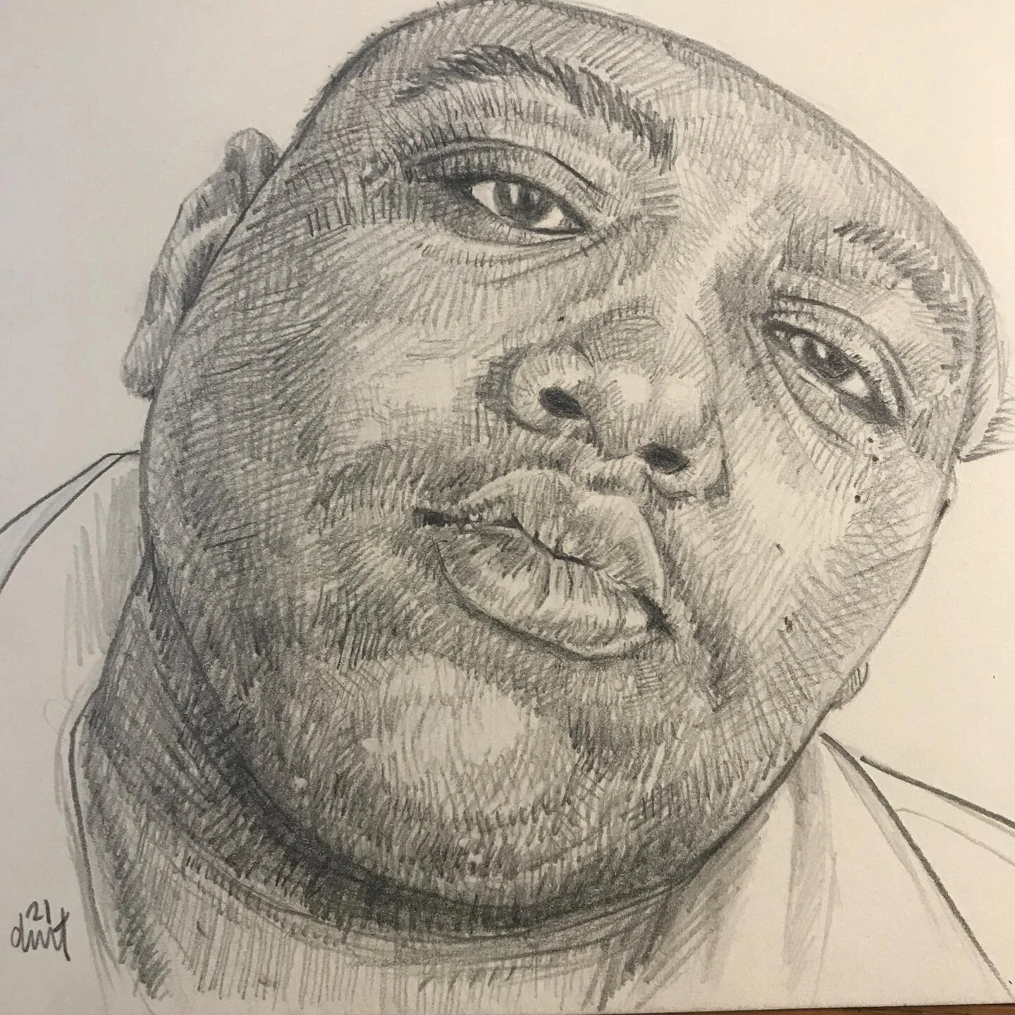 Day14: THE NOTORIOUS B.I.G.
“Climb the ladder to success escalator style.”
Willy-nilly crosshatching.
Why not?
....
@trekell_art_supplies #trekell30
#nhartist #pencil #graphite #dailyart #sketchbook #moleskine #study #drawingpractice #dr