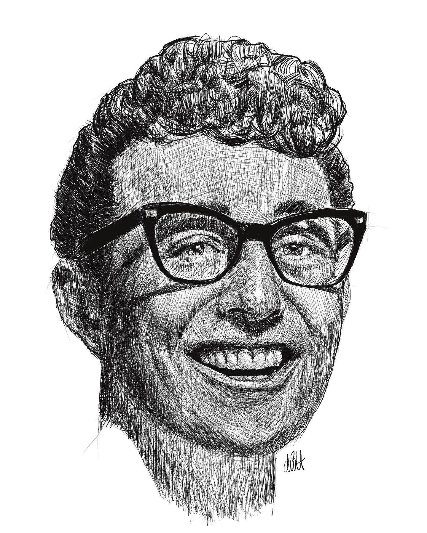 Day22: BUDDY HOLLY
“Of all the music heroes of the time, Buddy Holly was the most accessible, and he was the real thing… He was one of us.” —Eric Clapton
digital ink on iPad
....
@trekell_art_supplies #trekell30
#nhartist #da