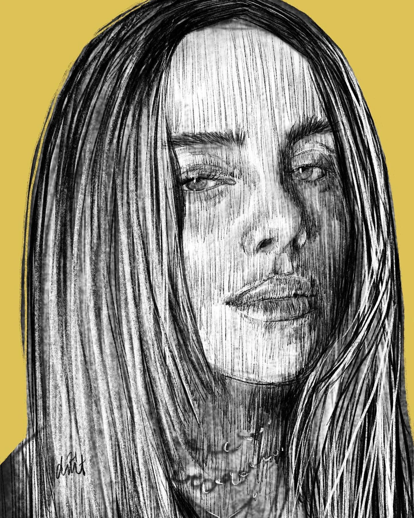 Day25: BILLIE EILISH
“I always want to create and do things, or draw.”
digital ink on iPad,
started on iPhone
(swipe for iPhone sketch)
....
@trekell_art_supplies #trekell30
#nhartist #dailyart #study #drawingpractice #portraitpractice #m