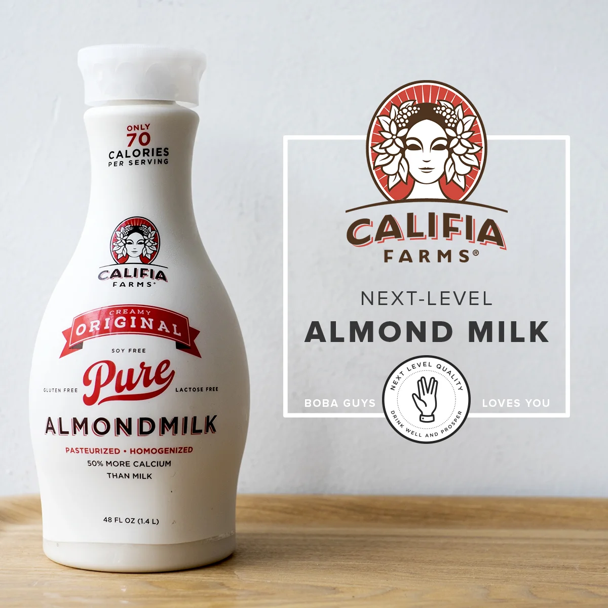 We offer Califia almond milk or Oatly oat milk if dairy milk isn't your thing! Califia Farms presses raw, non-GMO California almonds in a creamy, dreamy almond milk.