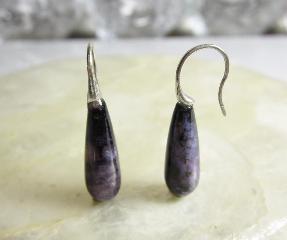 Sterling Silver and Charoite Earrings