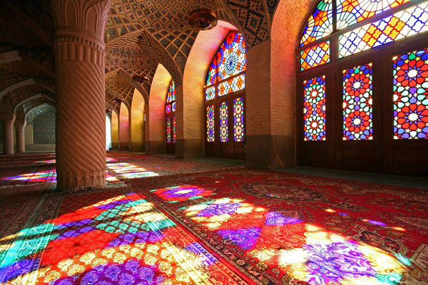 Inside Nasir el Molk Mosque in Shiraz, Iran
