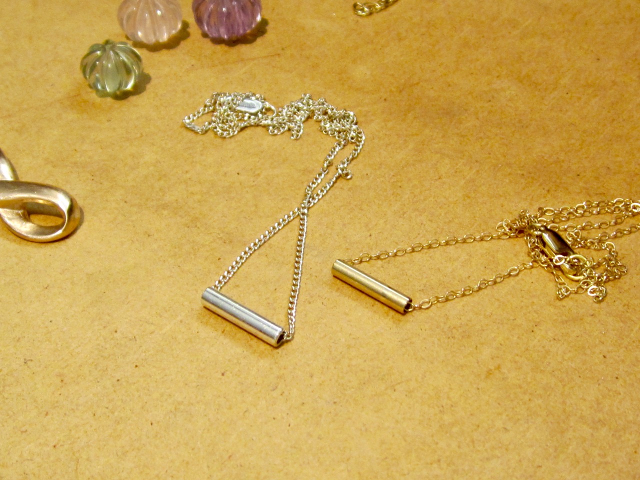 I made these simple necklaces in the wee hours of Thursday morning. They are now listed in my shop here: http://tinyurl.com/jjral7g and here: http://tinyurl.com/zoa3fpo