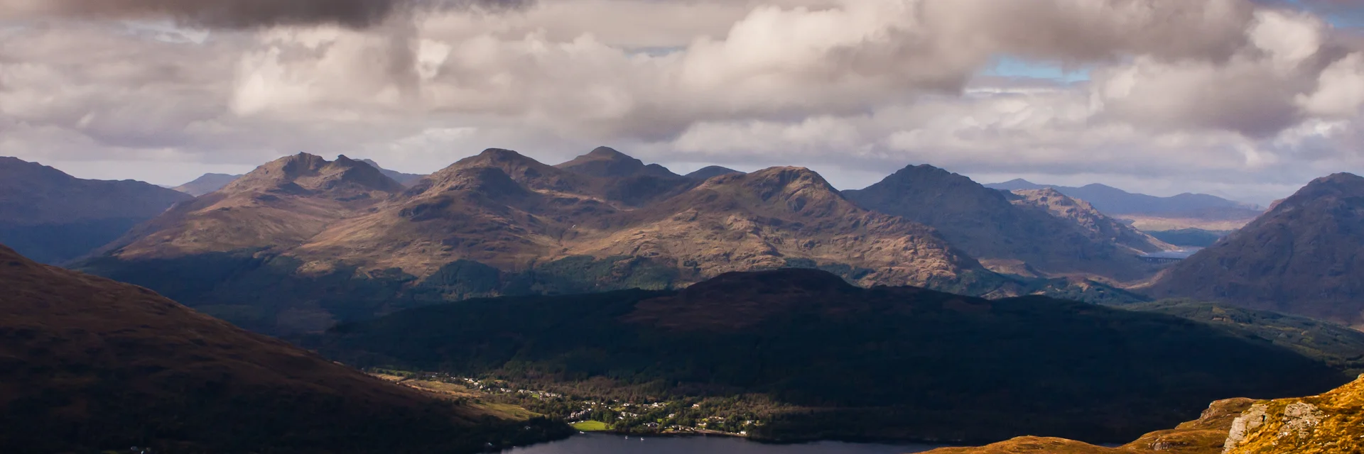 The Arrochar Alps, seen in summer from Ben Lomond. A nice enough image, just forgot about it and figured it didn't really have enough punch to work well. Also, the annoying bit of hill on the bottom right.