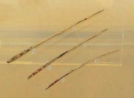 Bone Needles used for Acupuncture. Originally, fish bones were used and later crafted, like these.