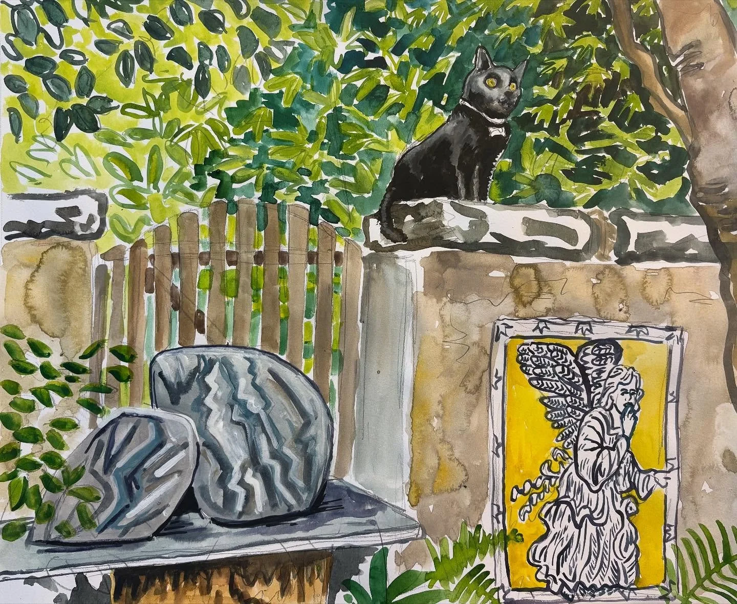 #SneakPreviewSunday new #watercolorsketches by #JosephOpshinskyFineArt - Philadelphia Row Home Backyard 
&bull;
&bull;
&bull;
&bull; 
#JosephOpshinsky #inliquidartist #pennsylvania #uartsalumni #phillyarts #inliquid #SneakPreview #landscape #nature #