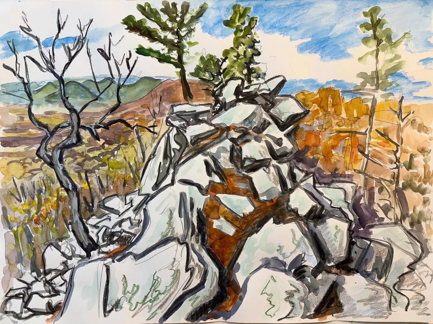 #WatercolorWednesday by #JosephOpshinskyFineArt - Bear Rocks along the Appalachian Trail, Lynn Township, PA.
&bull;
&bull;
&bull;
&bull; 
#JosephOpshinsky #inliquidartist #pennsylvania #uartsalumni #phillyarts #inliquid #SneakPreview #landscape #natu