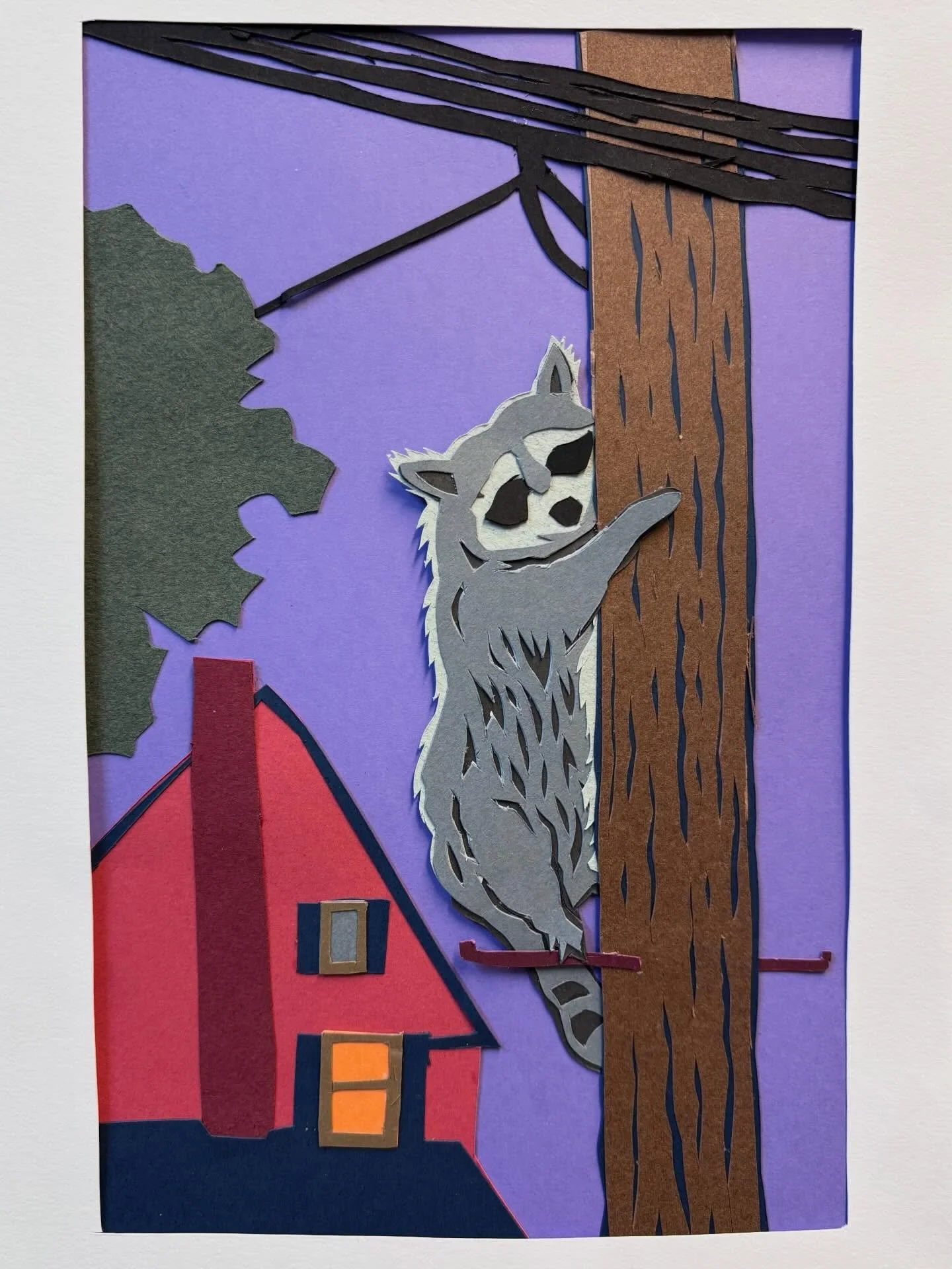 #SneakPreviewSunday new #cutpapercollage by #JosephOpshinskyFineArt - Raccoons at Night, and Tree Frog on a Light
&bull;
&bull;
&bull;
&bull; 
#raccoon #treefrog