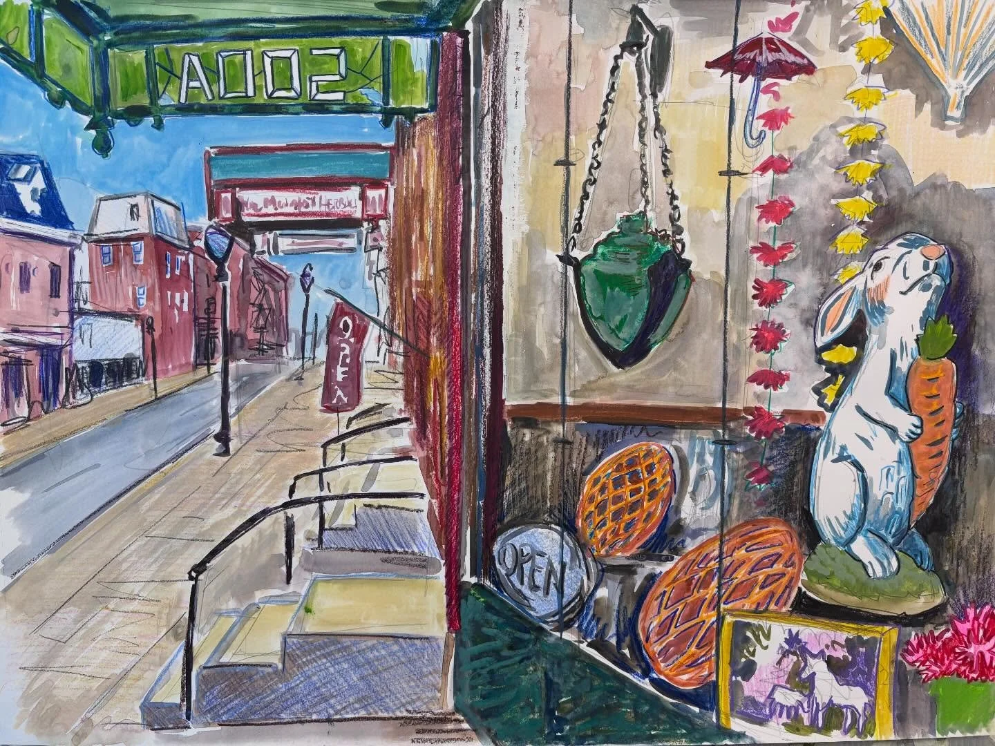 #SneakPreviewSunday by #JosephOpshinskyFineArt -A Drug Store in Hamburg, PA.
&bull;
&bull;
&bull;
&bull; 
#worksonpaper #hamburgpa #pennsylvania