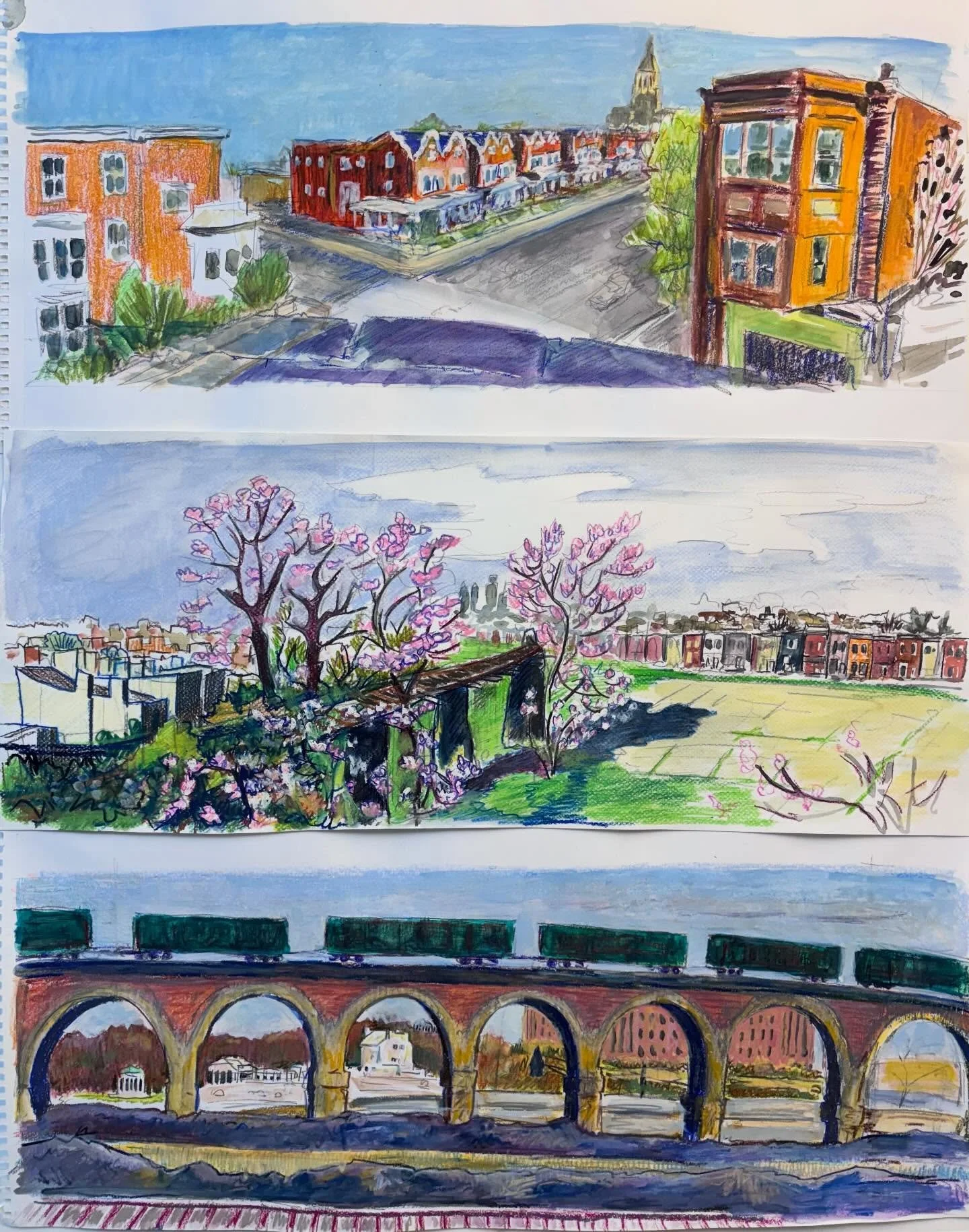 #SneakPreviewSunday new #watercolor by #JosephOpshinskyFineArt -  Views from the Train
&bull;
&bull;
&bull;
&bull; 
#philadelphia #worksonpaper