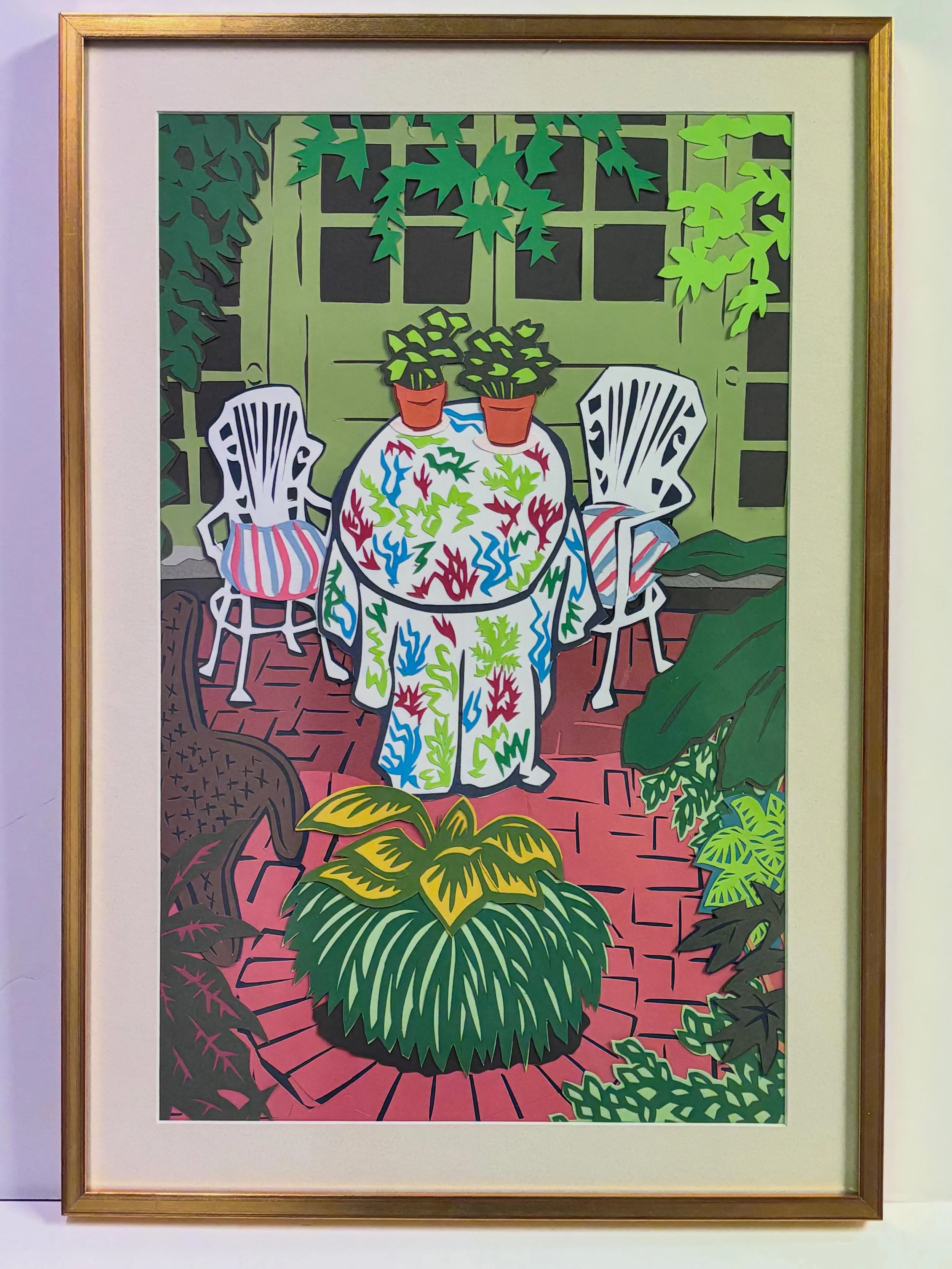 #SneakPreviewSaturday new #cutpapercollage by #JosephOpshinskyFineArt - Backyard Scene, Fitler&rsquo;s Square, Philadelphia 
&bull;
&bull;
&bull;
&bull; 
#philadelphia #inliquidartist