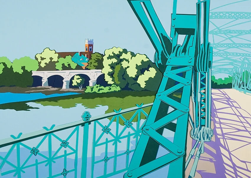Cut Paper Collage - Iron Bridge
