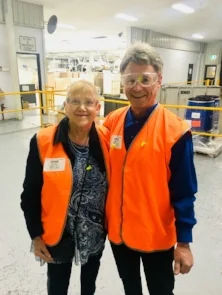 Yvonne Collier & Dean Collier All geared up for good work practice in the factory environment.