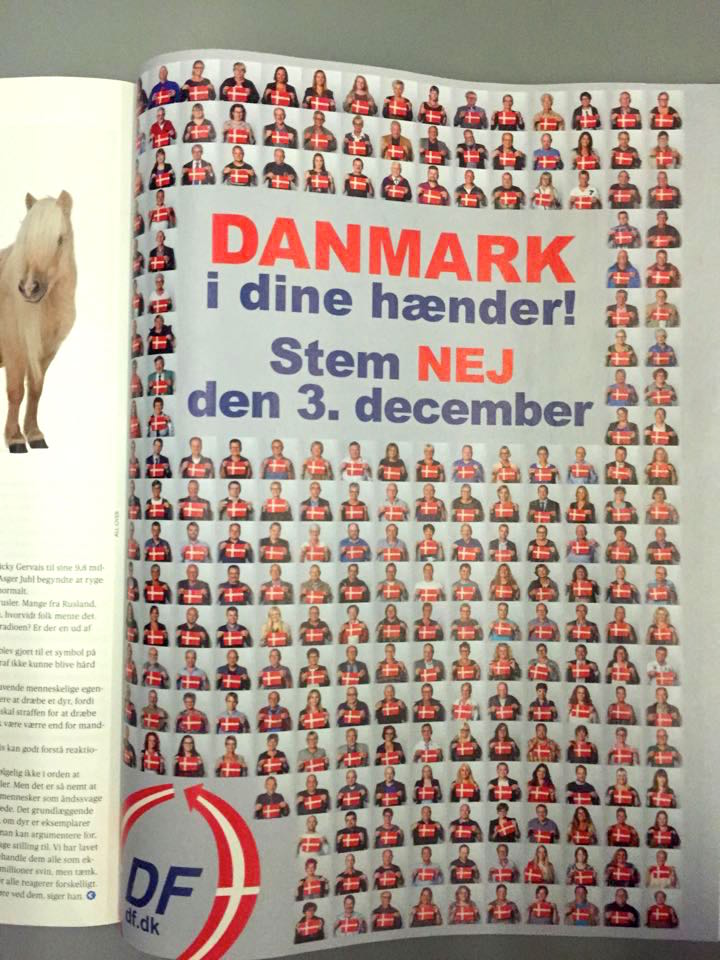 Hvad ponyen i venstre side laver, vides ikke. Et bud er, at den måber lidt over Dannebrogs-overload.