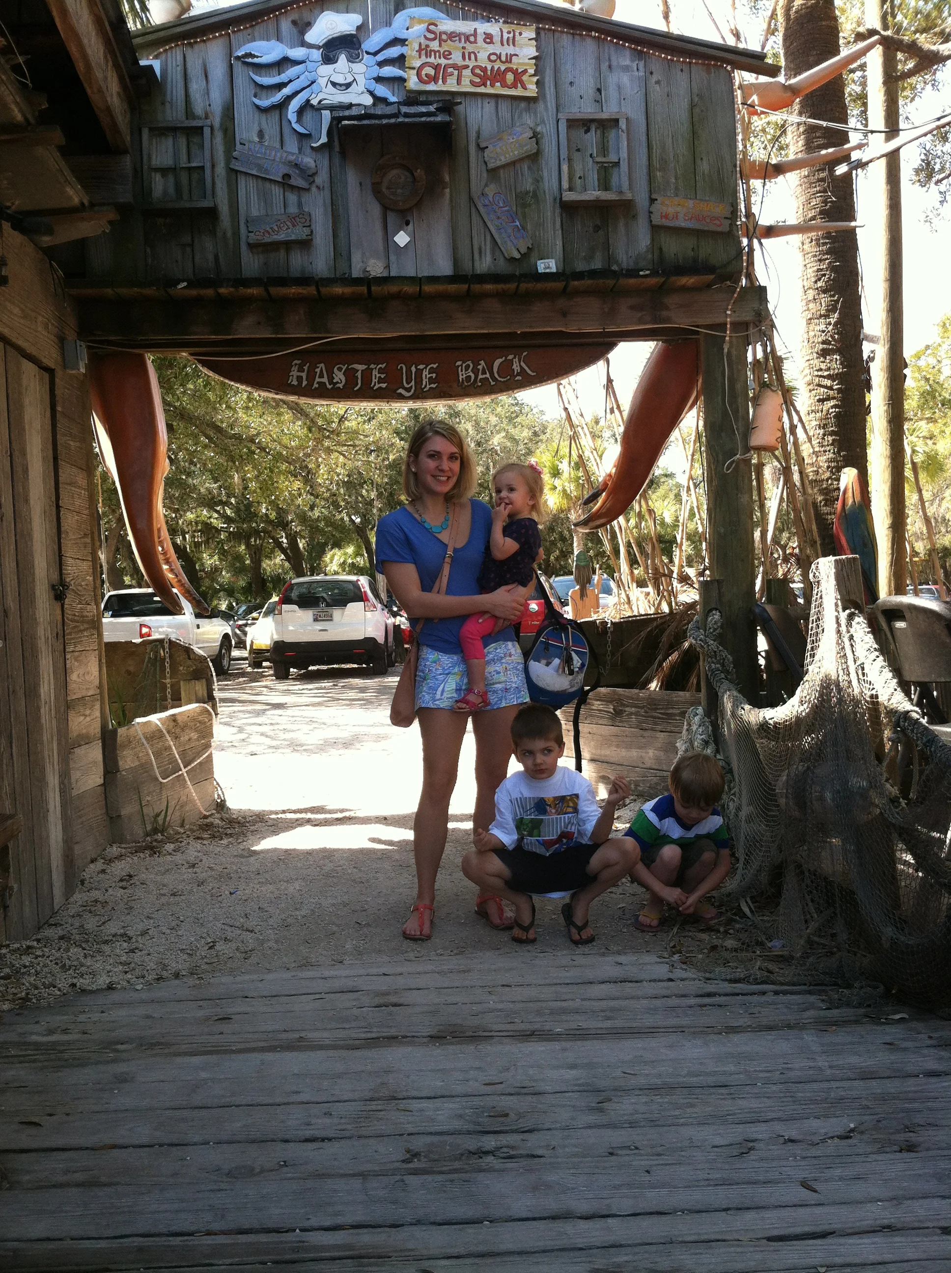 Me & the nephews/niece outside the bird shack!