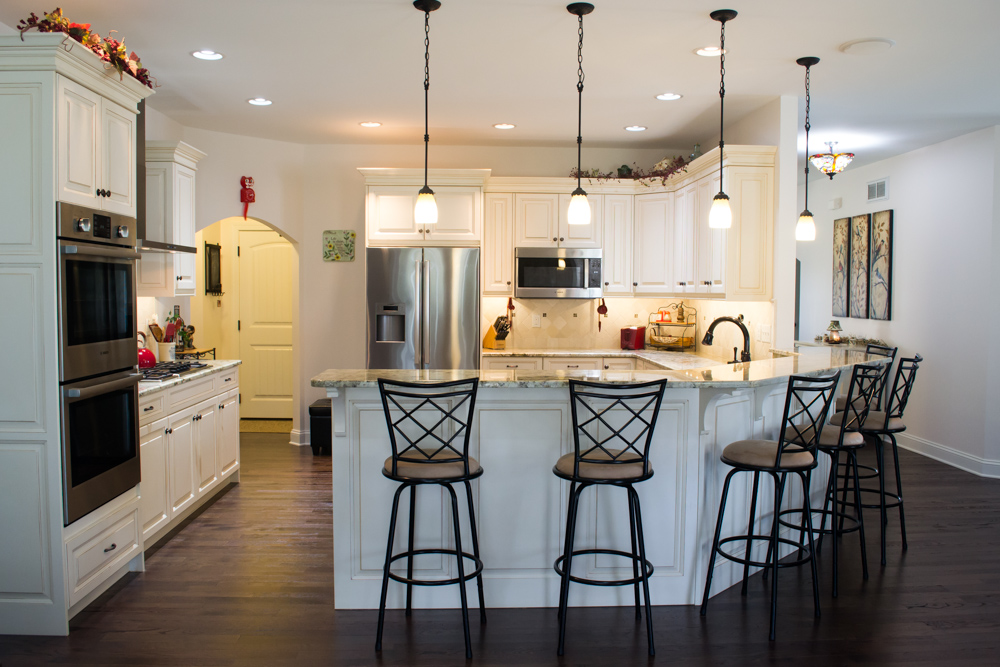 White painted custom cabinetry oyster glaze breakfast bar -1.jpg