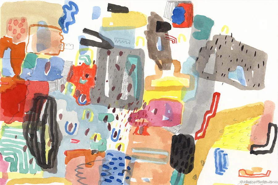 Tell Mama, graphite, watercolor, gouache, c. pencil on paper, 4 in. x 6 in.