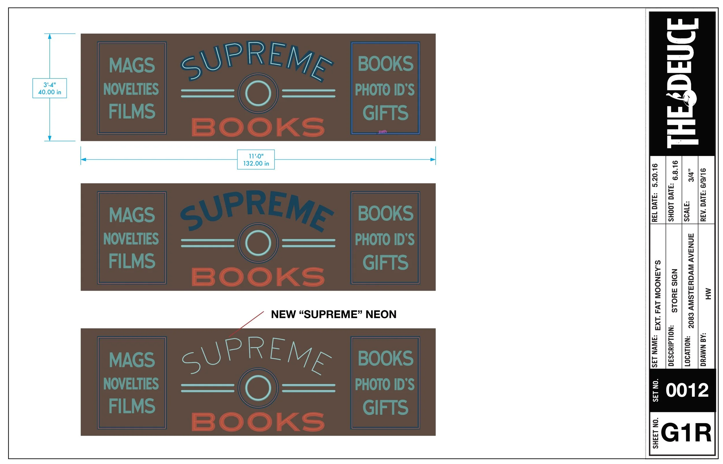 Graphics Layout - Supreme Books Neon Sign (previous photo)