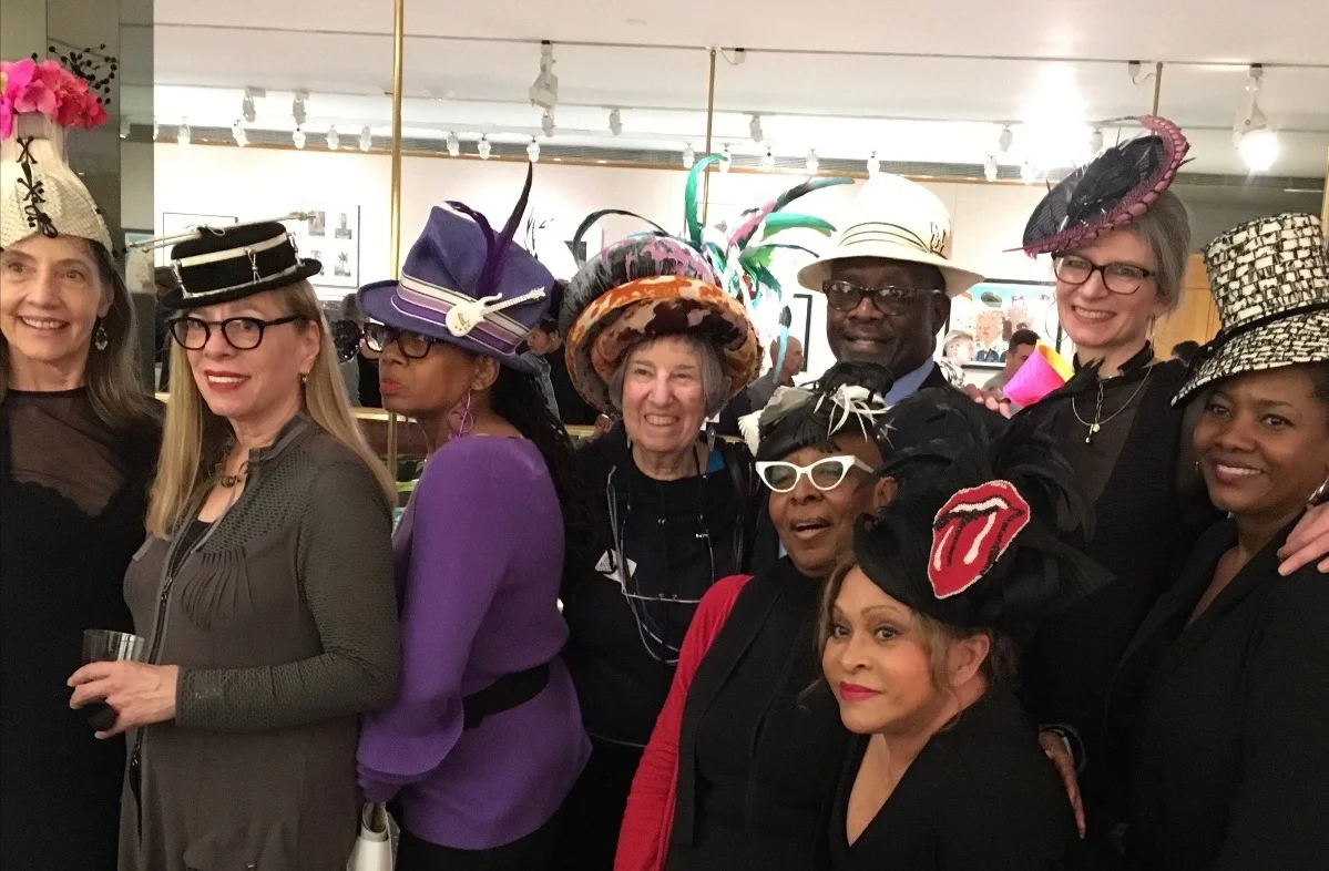 Opening night party attendees looking great! Back row from left to right: Barbara Volker, Linda Ashton, Wanda Chambers, Judith Solodkin, Michael McCants, Sally Caswell and Lisa McFadden. Front row: Kathy Anderson and June Gumbel.