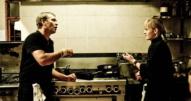 Justin Bonello and Jackie Cameron on Cooked shoot at Hartford House / Cooked (p)