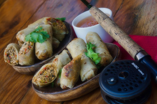 Trout Spring Rolls and Sweet Chilli Sauce