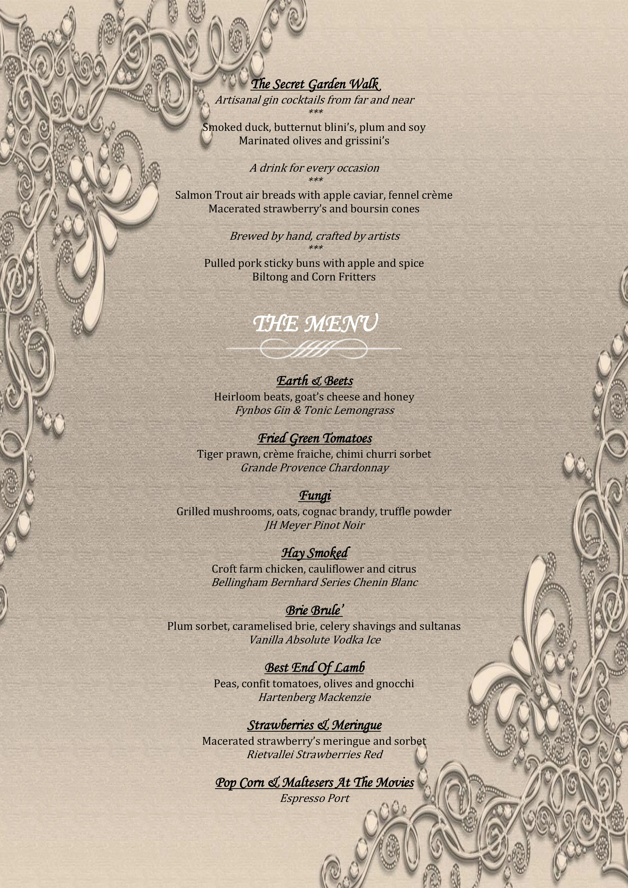 Hartford House New Year Menu