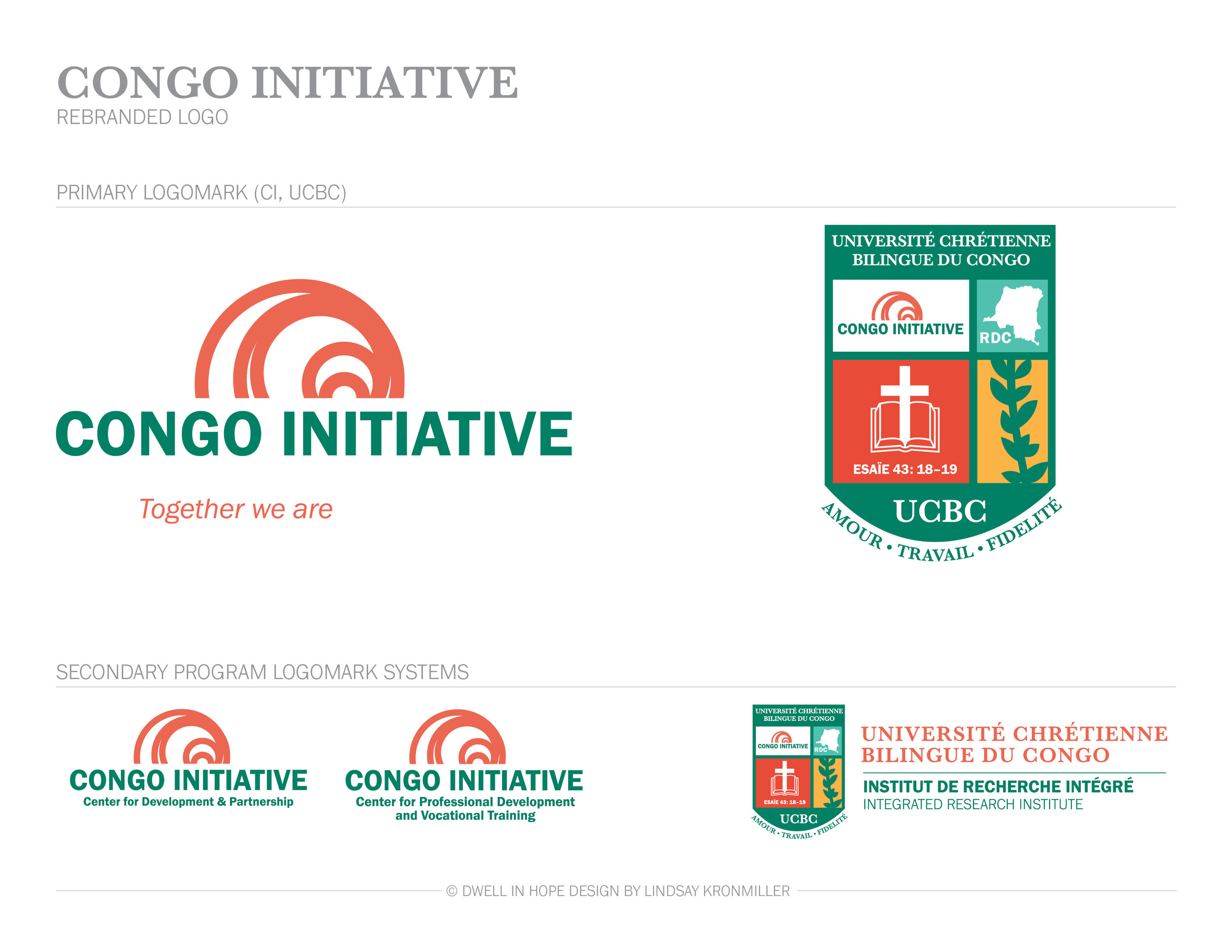  Redesigned logo for Congo Initiative and UCBC. 
