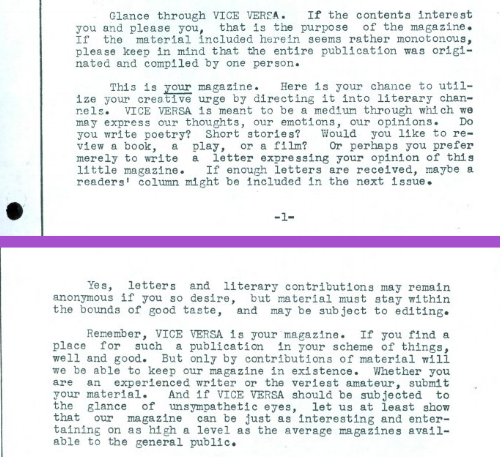 Lisa Ben, “In Explanation,” Vice Versa 1, June 1947. http://queermusicheritage.com/viceversa1.html