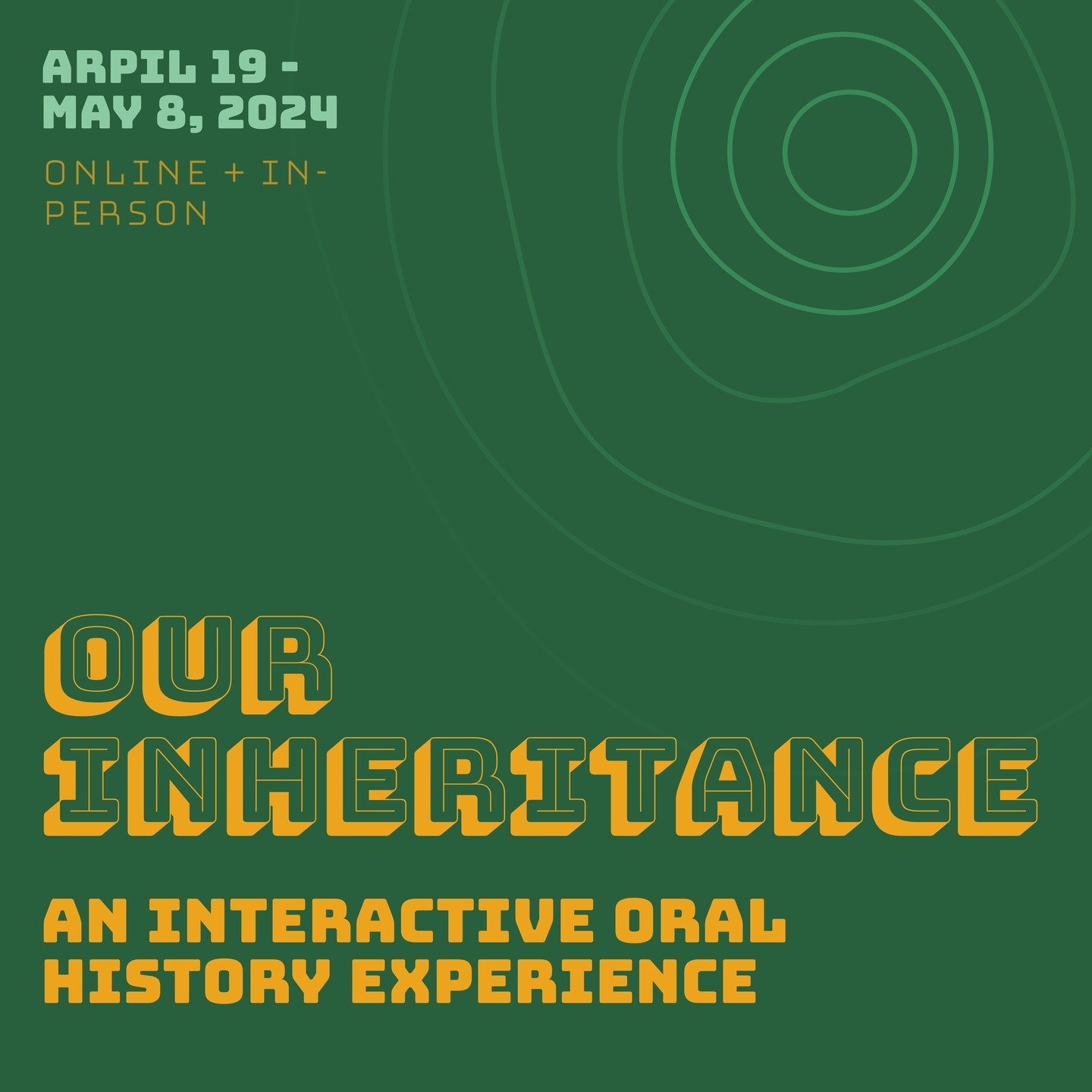 CORRECTION: April 20 - May 8
Student exhibition season is here!!!!

Oral history weaves connections between generations, between places, between people. In this year's curating projects, students explore the place of oral history in diasporas, famili