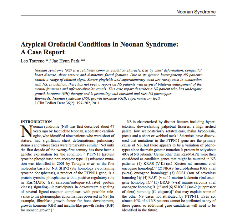 Atypical Orofacial Conditions in Noonan Syndrome: A Case Report