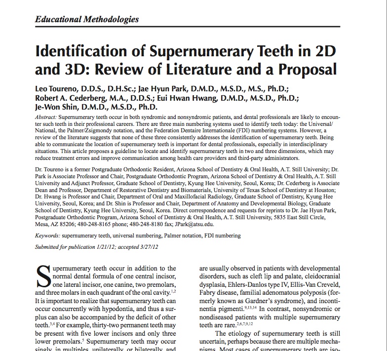 Identification of Supernumerary Teeth in 2D and 3D