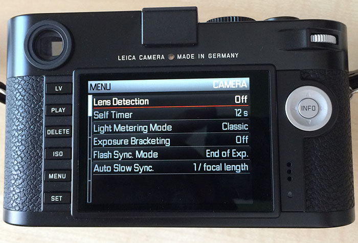 Leica M menu