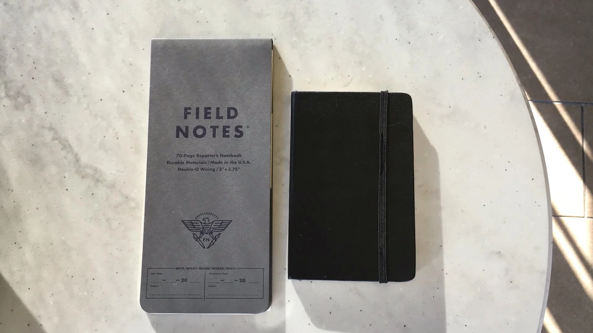 Fields Note Byline next to Moleskine