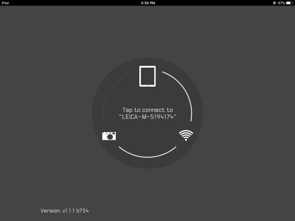 tap to connect to camera