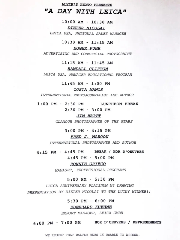 A Day With Leica Itinerary
