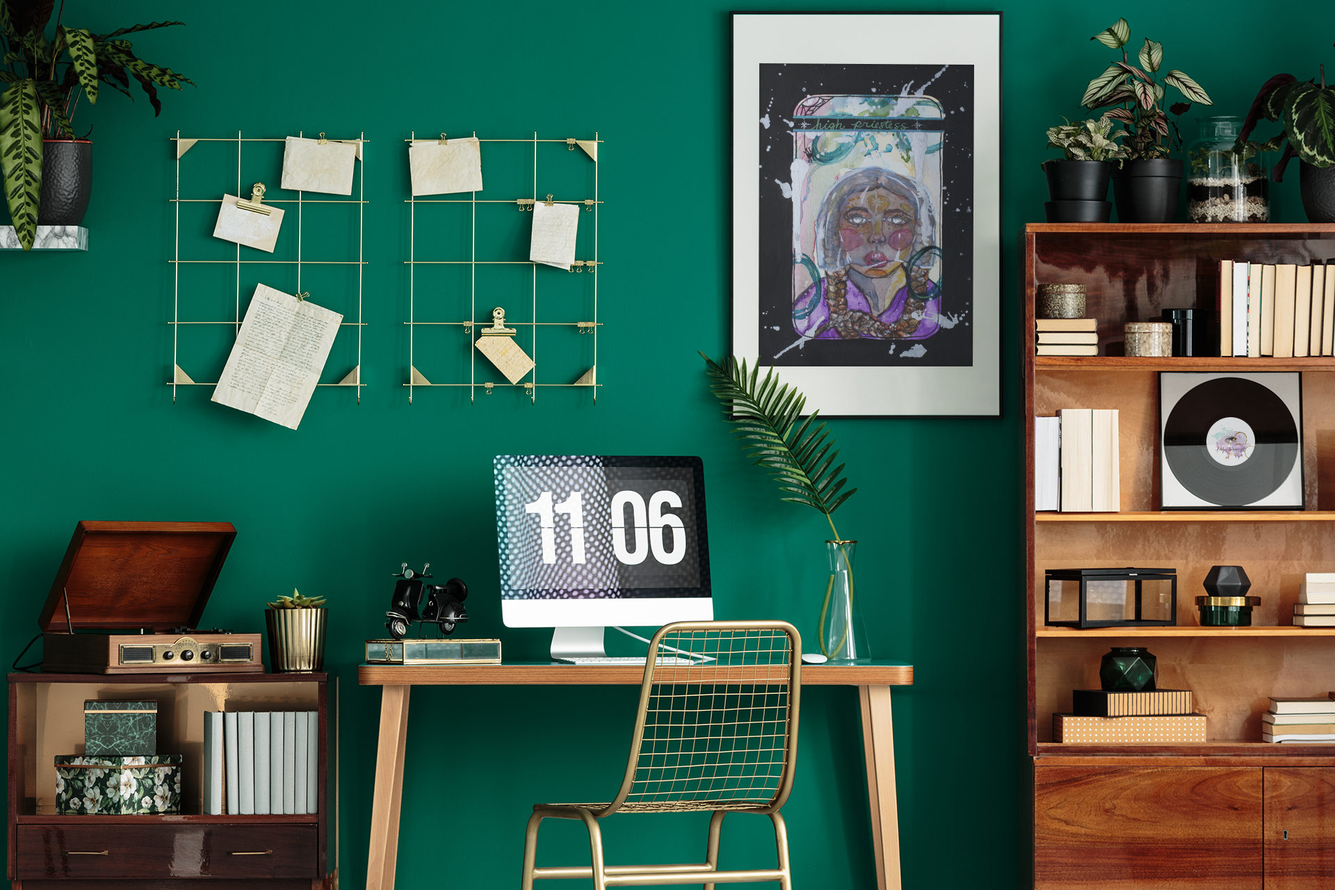 mockup-of-a-framed-poster-and-a-record-displayed-in-a-cool-studio-36675-r-el2.png
