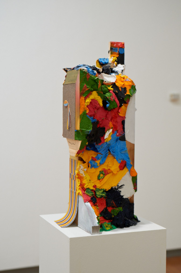 Your Insides Should be Out , 2012, oil paint, canvas, wood, wax medium 24" x 10" x 10"