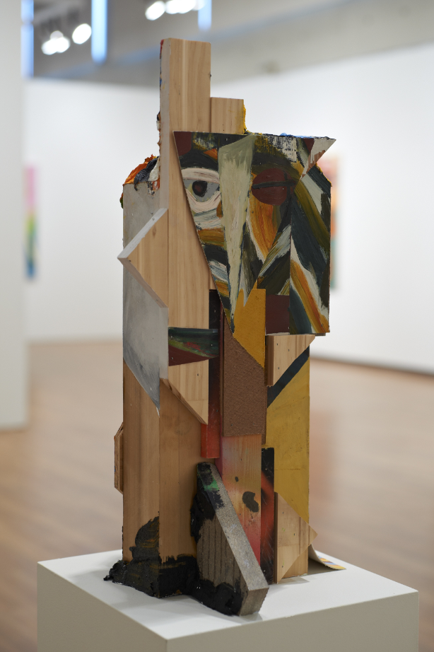 Your Insides Should be Out , 2012, oil paint, canvas, wood, wax medium, 24"x 10"x10"