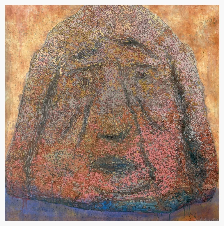 Mississippian Death Cult Man, 2006, oil on canvas, 30x30 inches, inventory of the artist