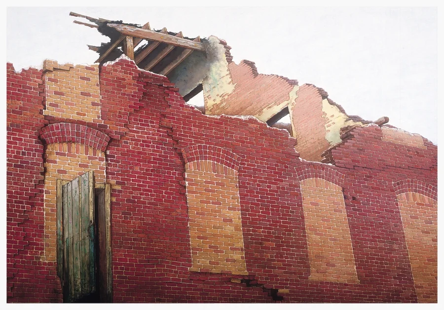 The Fractured Wall, 2001, oil on canvas, 44x66 inches, collection of Music City Centre, Nashville, TN