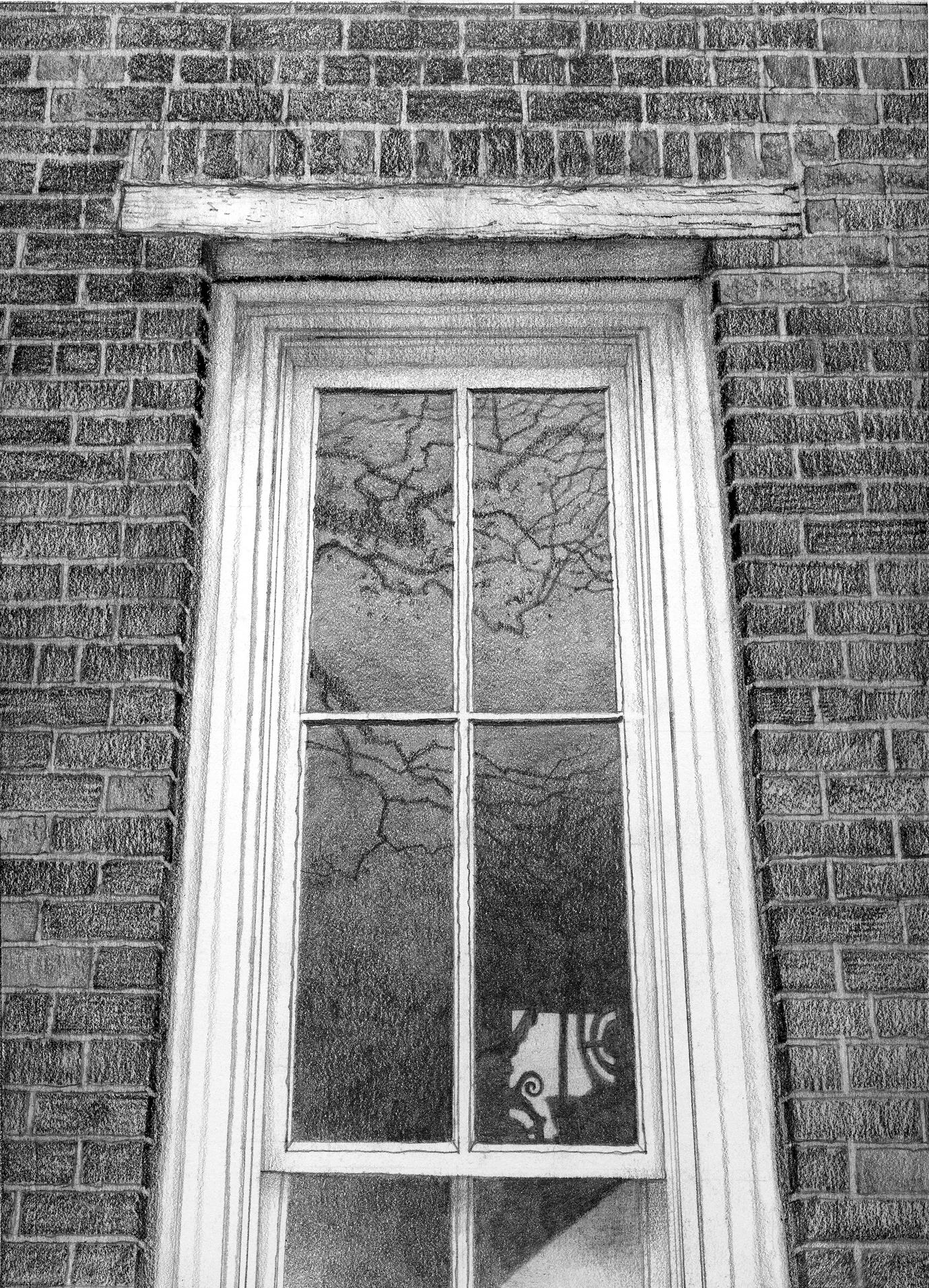 Window in Old Water Tower, Belmont Mansion, 2015, graphite on paper, 13x8 inches, collection of Mary Trabue Meyer, Nashville, TN