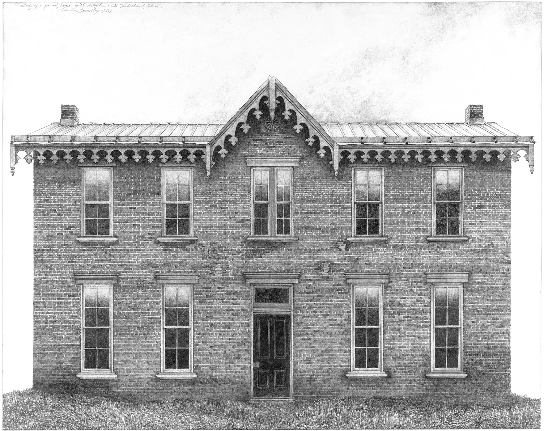 Facade of Old House, Fatherland Street, 2002, graphite on paper, 23x29 inches, collection of John Guider, Nashville, TN