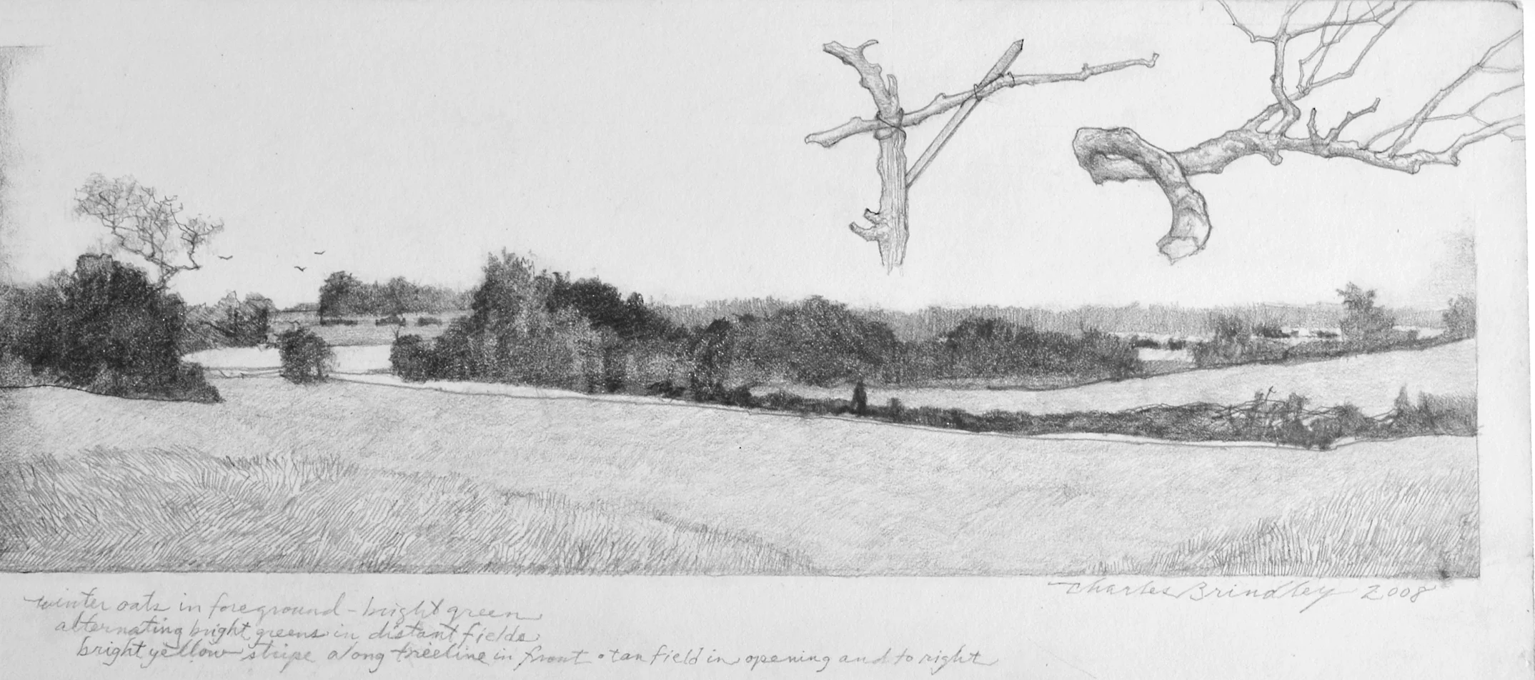 Study of Flat Country Landscape, 2007, graphite on paper, 4x10.25 inches, unknown collection.