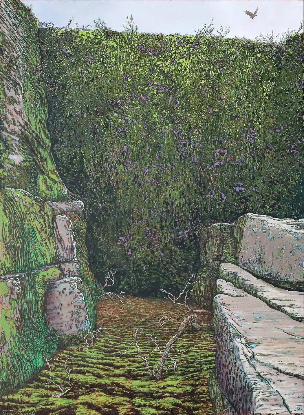   The Megalithic Portal,  2026, oil on canvas, 40×30 inches. Inventory of the artist. $6,000. 